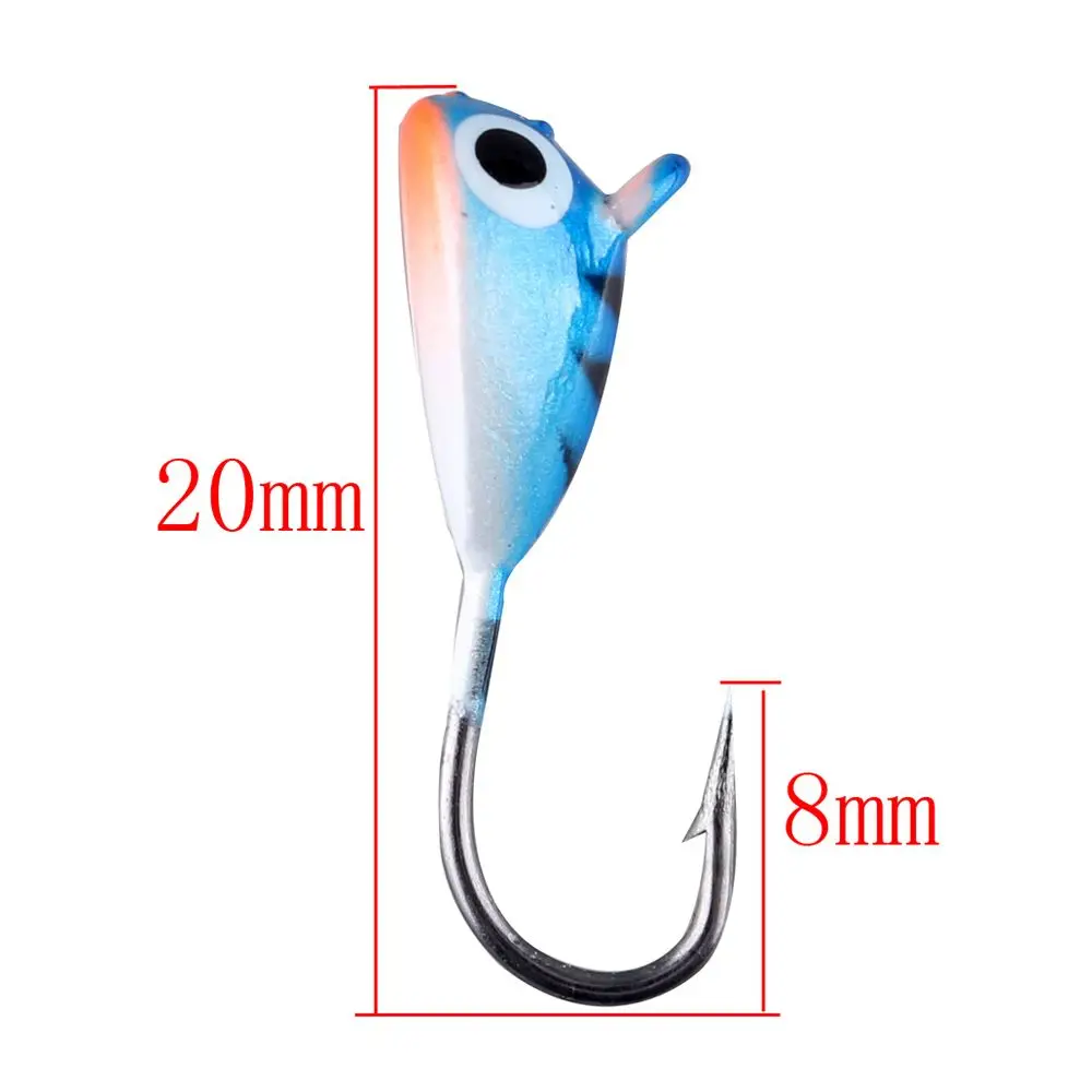 컬러 고래 모양 미니 금속 리드 헤드 후크 미끼, 낚시 지깅 미끼, 겨울 얼음 낚시 미끼, 6 개, 2cm, 1.6g