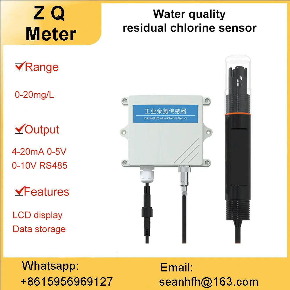 Water quality residual chlorine sensor transmitter RS485 industrial tap water sewage Analyzer online residual chlorine detector