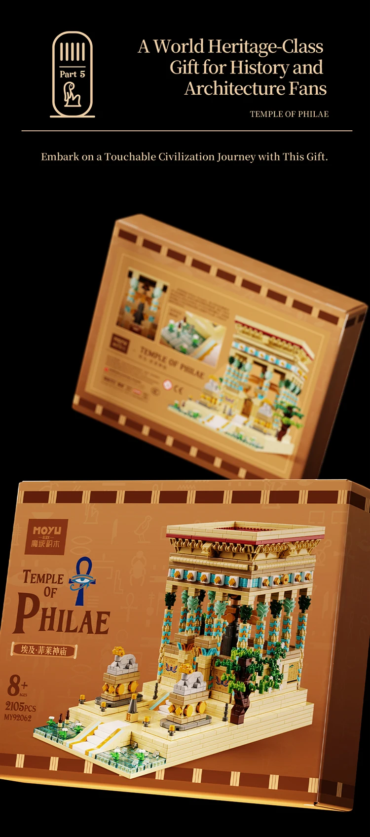 2015PCS Temple Of Philae MOC Building Blocks Ancient Egyptian Micro Mini Architectural DIY Model Bricks Toy Statues Gift