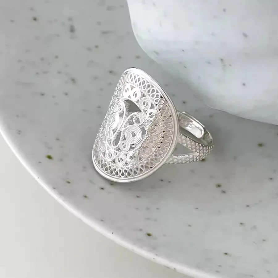 925 فضة خواتم للنساء زوجين الحد الأدنى اليدوية بسيطة الجوف جولة تدفق الدائري حزب مجوهرات هدية منع الحساسية