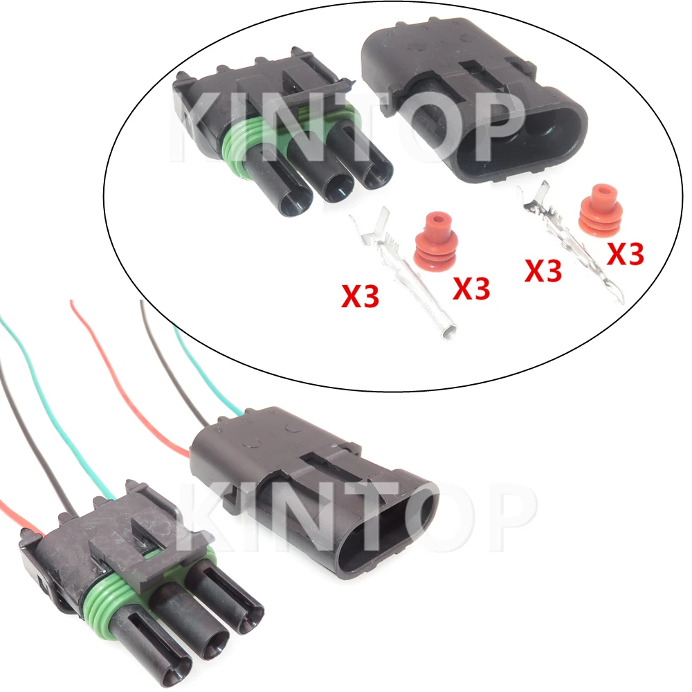 

1 Set 3 Pins Auto Accessories 12015793 12010717 Car Starter Plastic Housing Waterproof Socket Automobile Cable Adapter