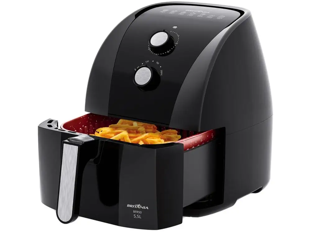 Fritadeira Elétrica sem Óleo/Air Fryer Britânia Redestone Preta com Timer 5,2L - 220V