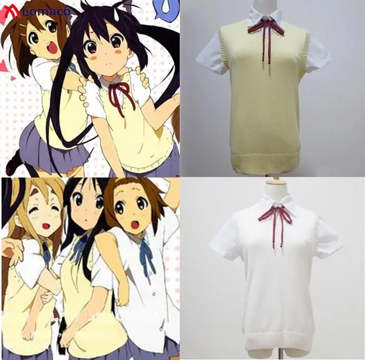 9 colors K-on! High School Uniform Sweater For Girl Cute Cosplay Sleeveless Sweater Vest V-neck Knitting Clothes Vest Uniforms