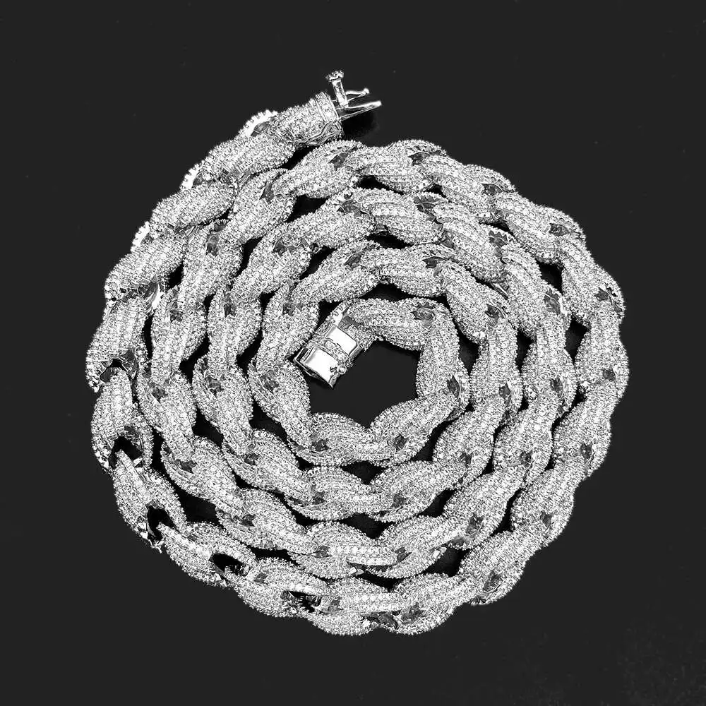 Luxury 925 Sterling Silver 8mm Vvs d Color Iced Out Hip Hop Jewelry Moissanite Rope Chain.