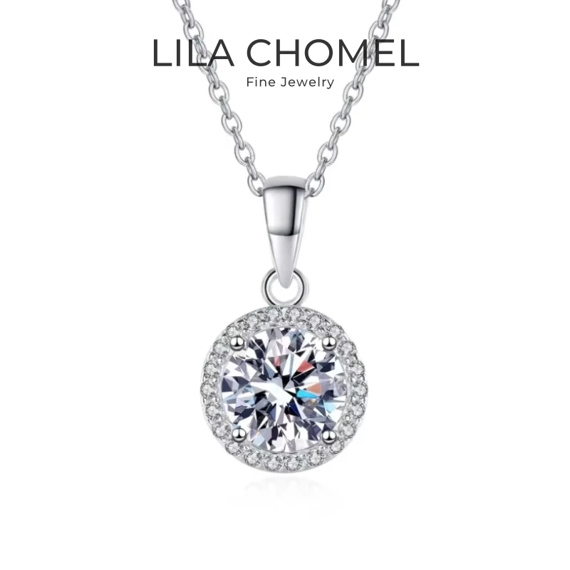 

Women Valentine's Day 18K White Gold Wedding Girl Necklaces 1CT Moissanite Diamond Pendant PT950 Platinum Daughter Birthday Gift