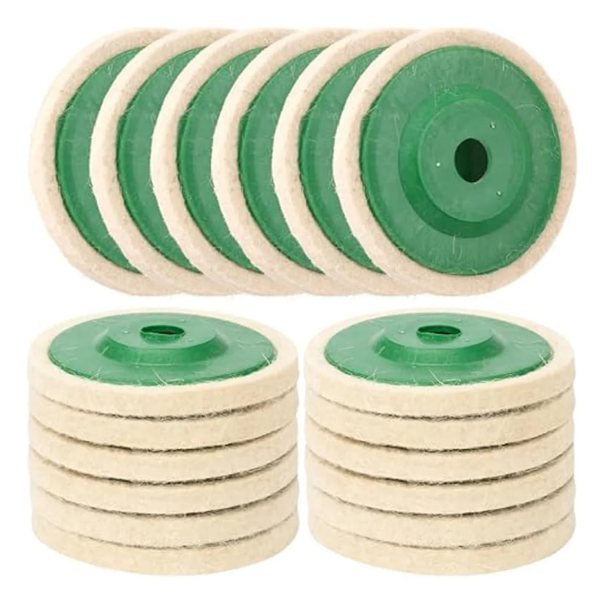 

18 Pack 4 Inch Round Wool Felt Disc Wheel Pad, for 100 Angle Grinder, Buffing Polishing Buffer Bore Dia Green