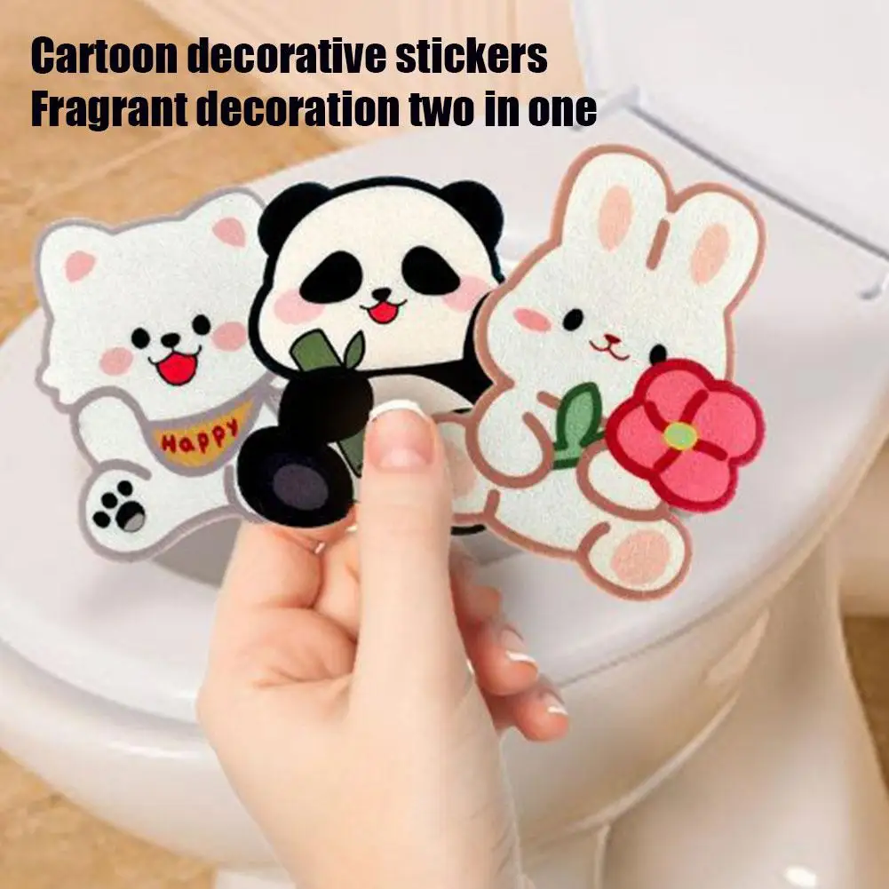 1pc Toilet Deodorant Stickers Cartoon Animal Rose Lemon Toilet Remove Fragrant Jasmine Sticker Toilet Decoration Sticker Od J3B9