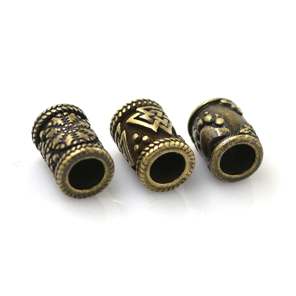 Stainless Steel Antique Bronze Viking Spacer Beads for DIY Paracord Knife Lanyard Jewelry Accessories Leather Bracelet Making