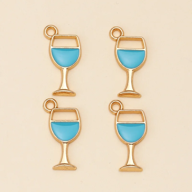 10Pcs 5Colors Lovely Enamel Wine Glass Charms Pendants for DIY Earrings Necklaces Fashion Jewelry Making Accessories Wholesale