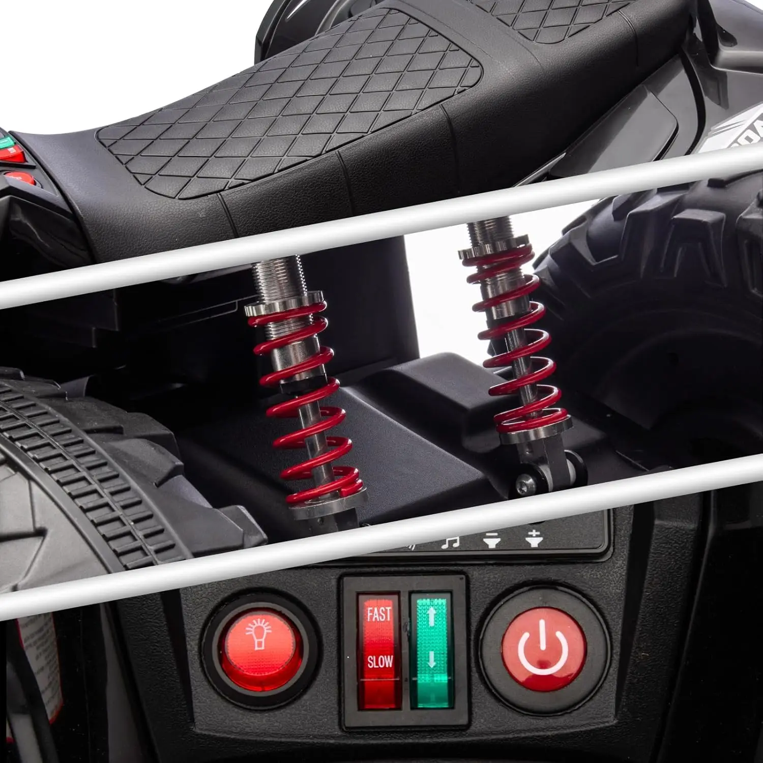 VTT électrique pour enfants 24V, 4 roues, 800W, double moteur avec télécommande Parent, Bluetooth/MP3/USB, Suspension à ressort et genouillères