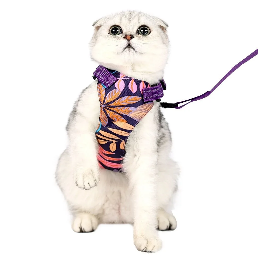 Cat Harness Adjustable Vest Walking Traction Rope Set for Dog Collar Harness for Small Medium Cat Dog Pet Lead