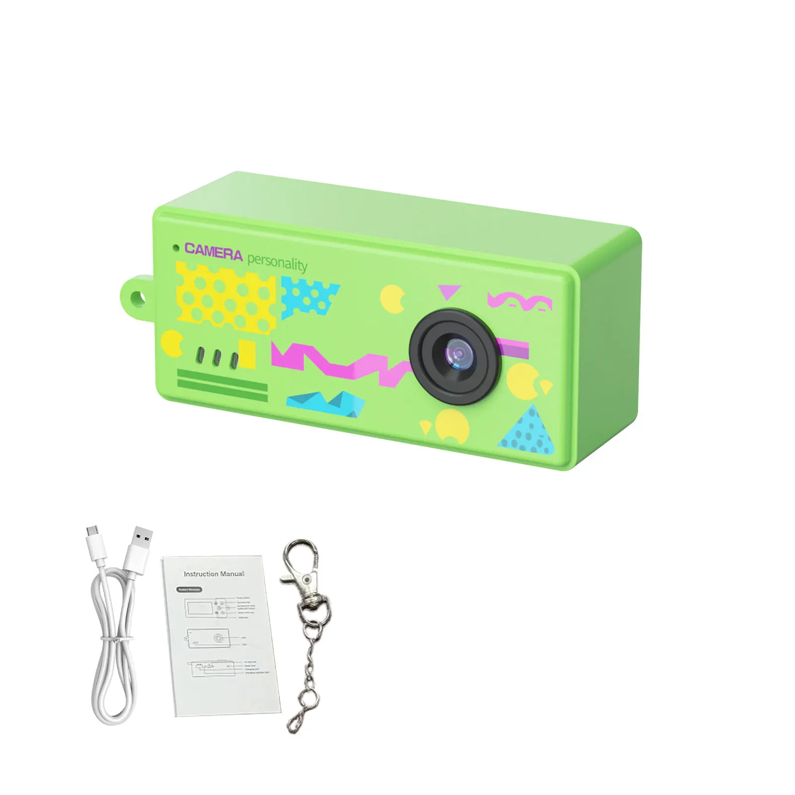 Kleine digitale camera sleutelhanger, 0,96 inch scherm, 1080P video, 5 retrofilters, 130 ° Groothoekcamera voor reisfeesten
