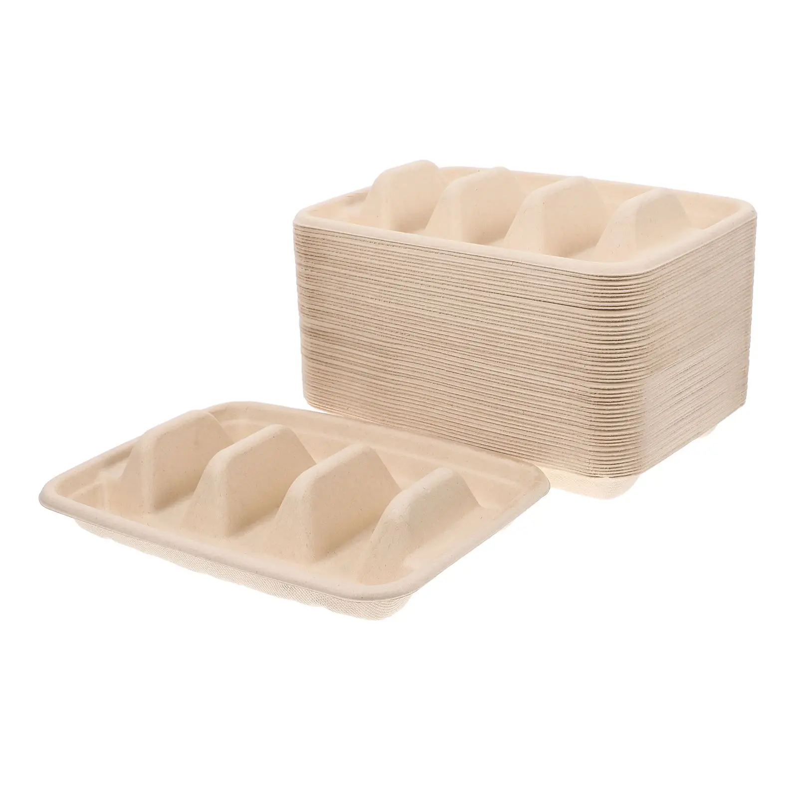 

50 Pcs Holder Plates Disposable Taco Holders Plates Paper Beige Street Disposable Party Supplies Corn Tortilla Boxes
