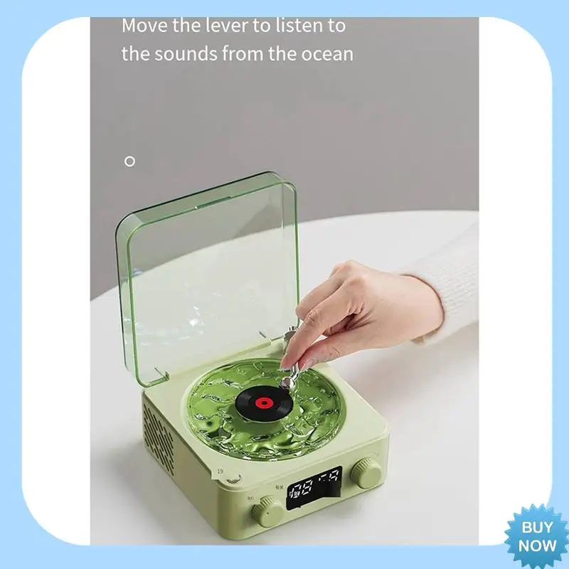 

A47Z New Retro Alarm Clock Record Player Bluetooth Audio High Quality Wireless Small Speaker Portable Subwoofer Easy To Use Gree