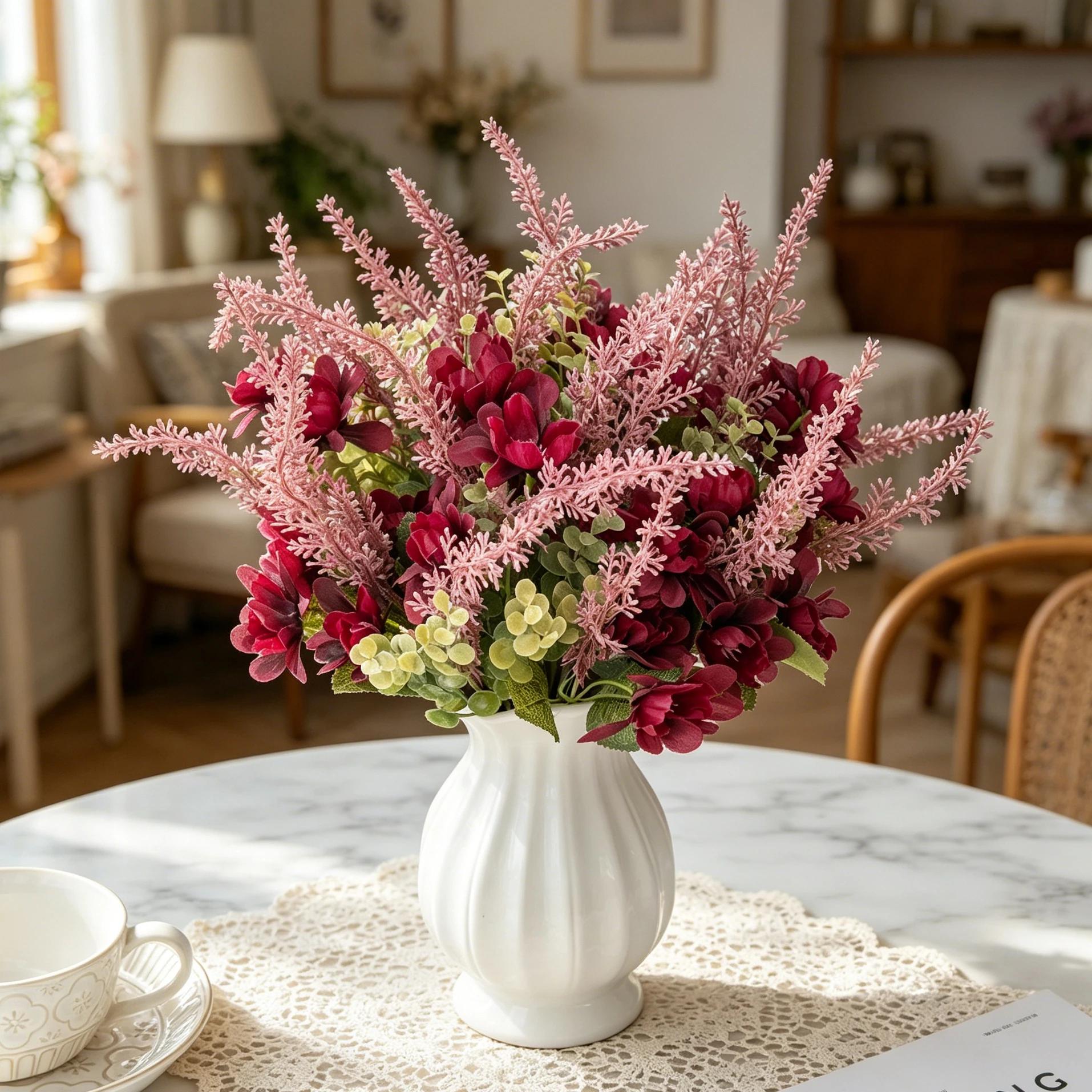 Künstliche Seidenblumen Chrysanthemen Hochzeitskranz Heim-Tischdekoration Herbst Brautstrauß Garten-Vase DIY Geschenke