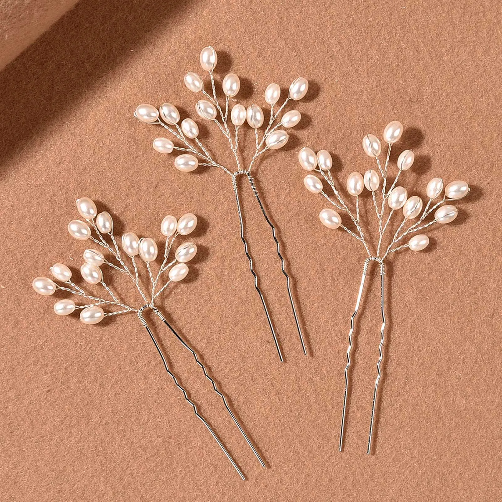3-teiliges Haarnadel-Set aus Legierung mit Perlen, luxuriöses, glänzendes, rutschfestes Styling-Zubehör für Hochzeit, Brautparty, Frauen und Mädchen, 11 x 6 cm – Detail 7