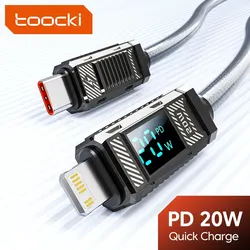 Toocki PD 20W Type C Cable For iPhone 14 13 12 Pro Max LED Display USB Lighting Cable For iPhone Fast Charge Cord USB Data Wire