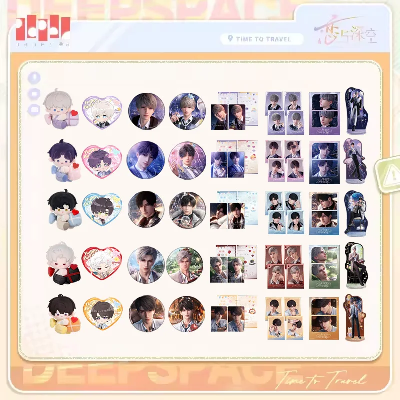 

Sunsyea Love and Deepspace Official Merch Original 2025 Birthday Badge Keychain Acrylic Stand Cards Sylus Xavier Caleb Rafayel