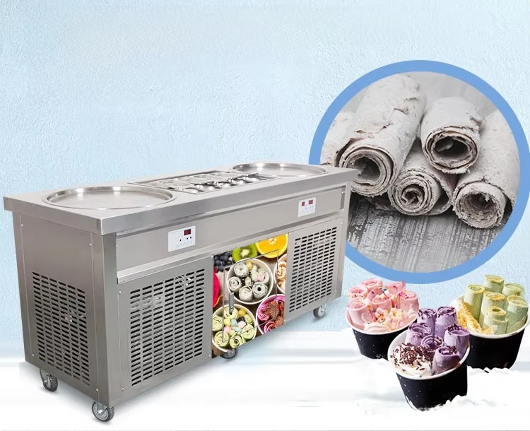 Small Fried Ice Roll Machine Fried Yogurt Fried Milk Fruit Thai-style Commercial Electric 110v Fried Ice Machine