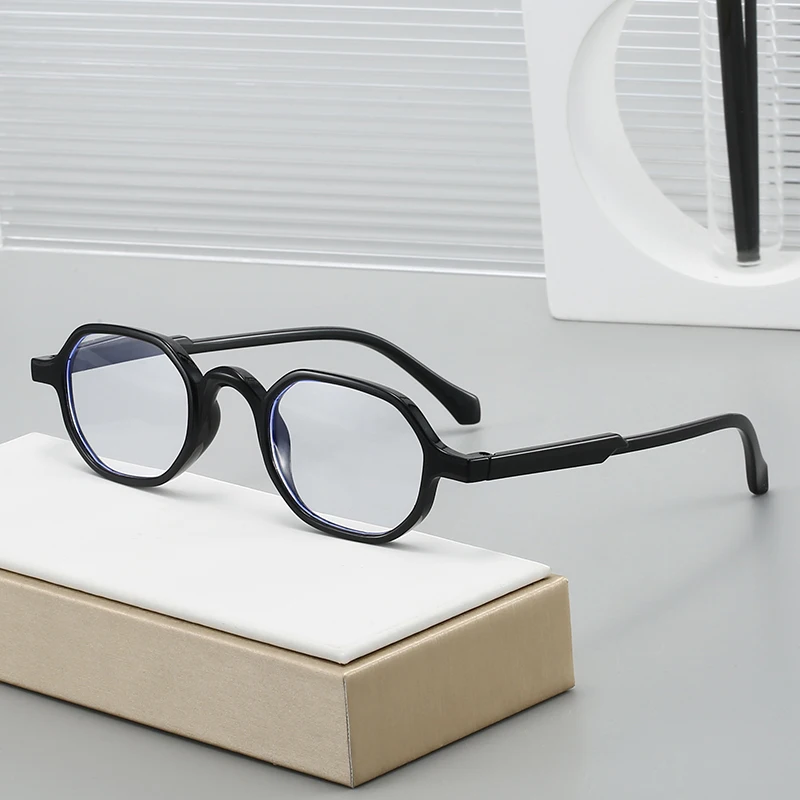 Vintage Polygon Presbyopie Frauen Männer Marke Designer Kleine Quadratische Anti Blaues Licht Gläser Männliche Lesebrille +100 +200 +250
