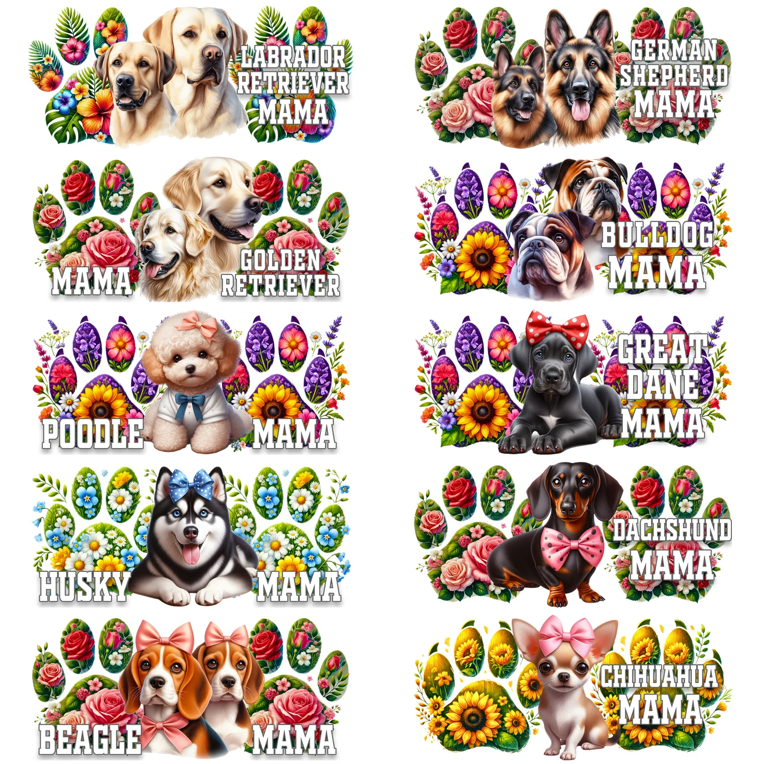 Serie de perros bonitos, calcomanías DIY impermeables de fácil cáscara, transferencias 3D, pegatinas uvdtf, envolturas de tazas uv dtf de 16oz para gafas Libbey