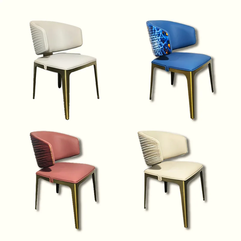 

Corrugated chair, Italian style, light luxury, dining chair, minimalist, high-end, stainless steel, restaurant, hotel, creative