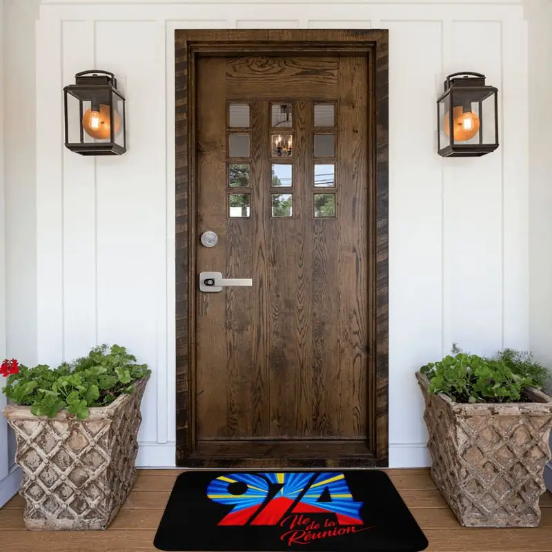 974 Reunion Island Logo Front Door Floor Entrance Mat Indoor Reunionese Proud Bath Kitchen Doormat Toilet Carpet Rug