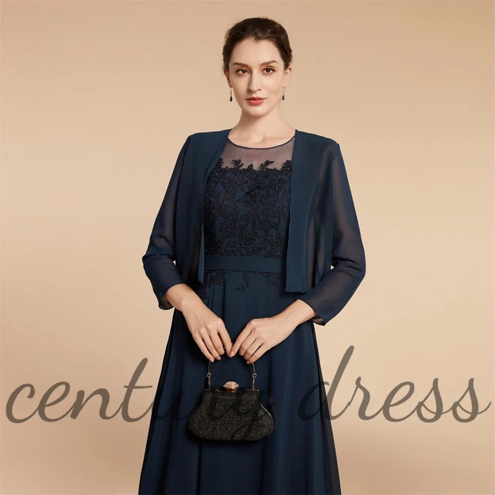 Customized A-Line Women\'s Mother of The Bride Dresses for Wedding Chiffon Lace Formal Dresses Grandmother Dresses with Jacket