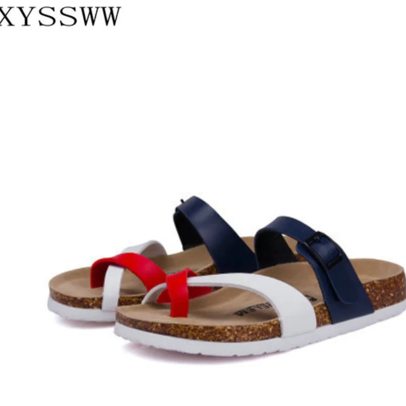 28 color New Summer Beach Cork Flip Flops Sandals Women Pu Leather Mixed Color Outdoor Valentine Slipper Shoes