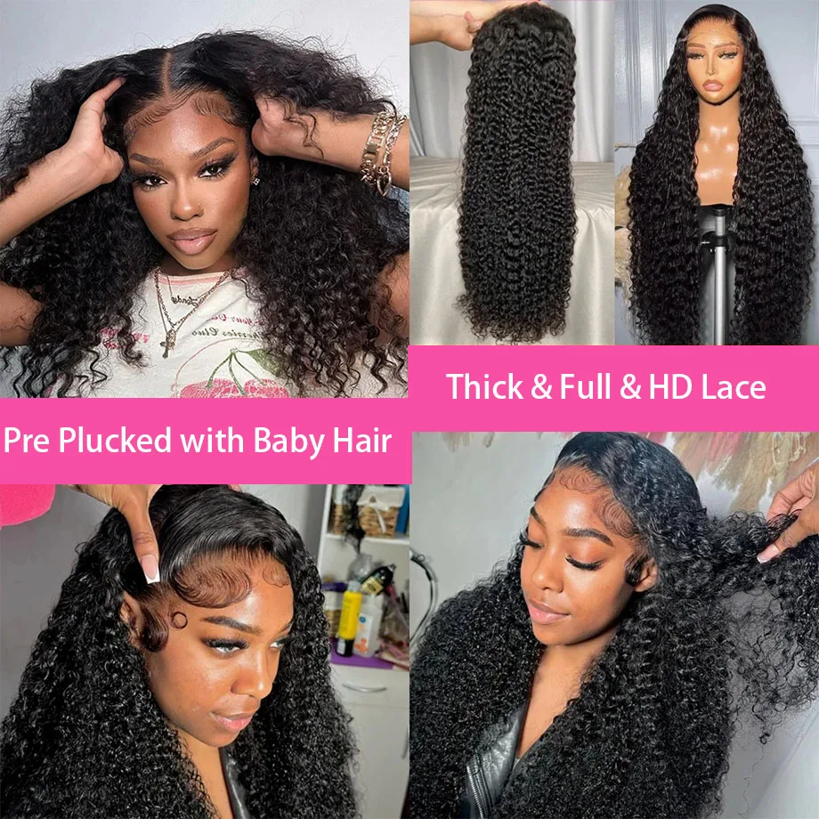 250 Density Curly Wigs Human Hair Lace Frontal Wig Deep Wave HD Lace Wig 13x6 Human Hair 13x4 Transparent Water Wave Lace Wig