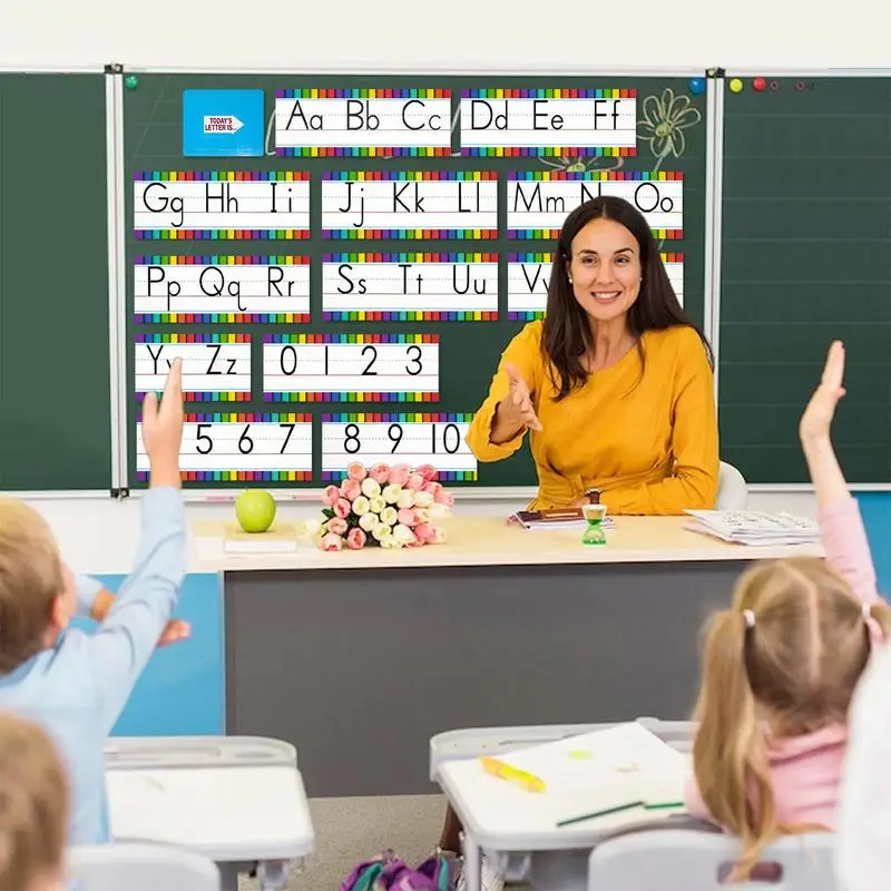 Classroom Alphabet Wall Decorations Display Set Number Posters Bulletin Board Set Early Learning Alphabet Cards Interactive