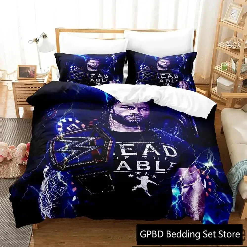 3D Print Wrestler Roman Reigns Bedding Set Boys Girls Twin Queen King Size Duvet Cover Pillowcase Bed boys Adult