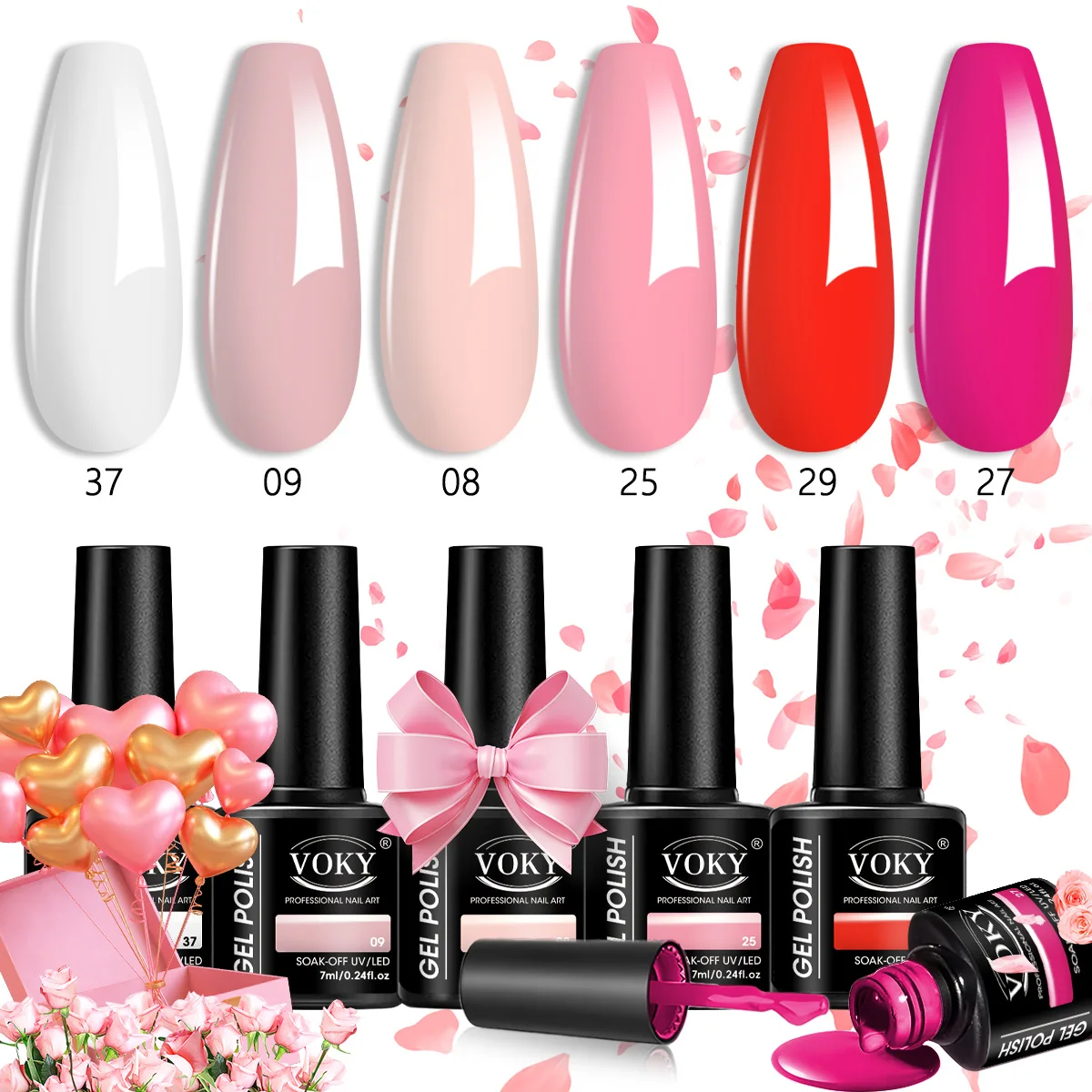 

Твердый гель-лак для ногтей VOKY 6PCS, подходит для создания яркого и увлажняющего эффекта для домашнего маникюра.