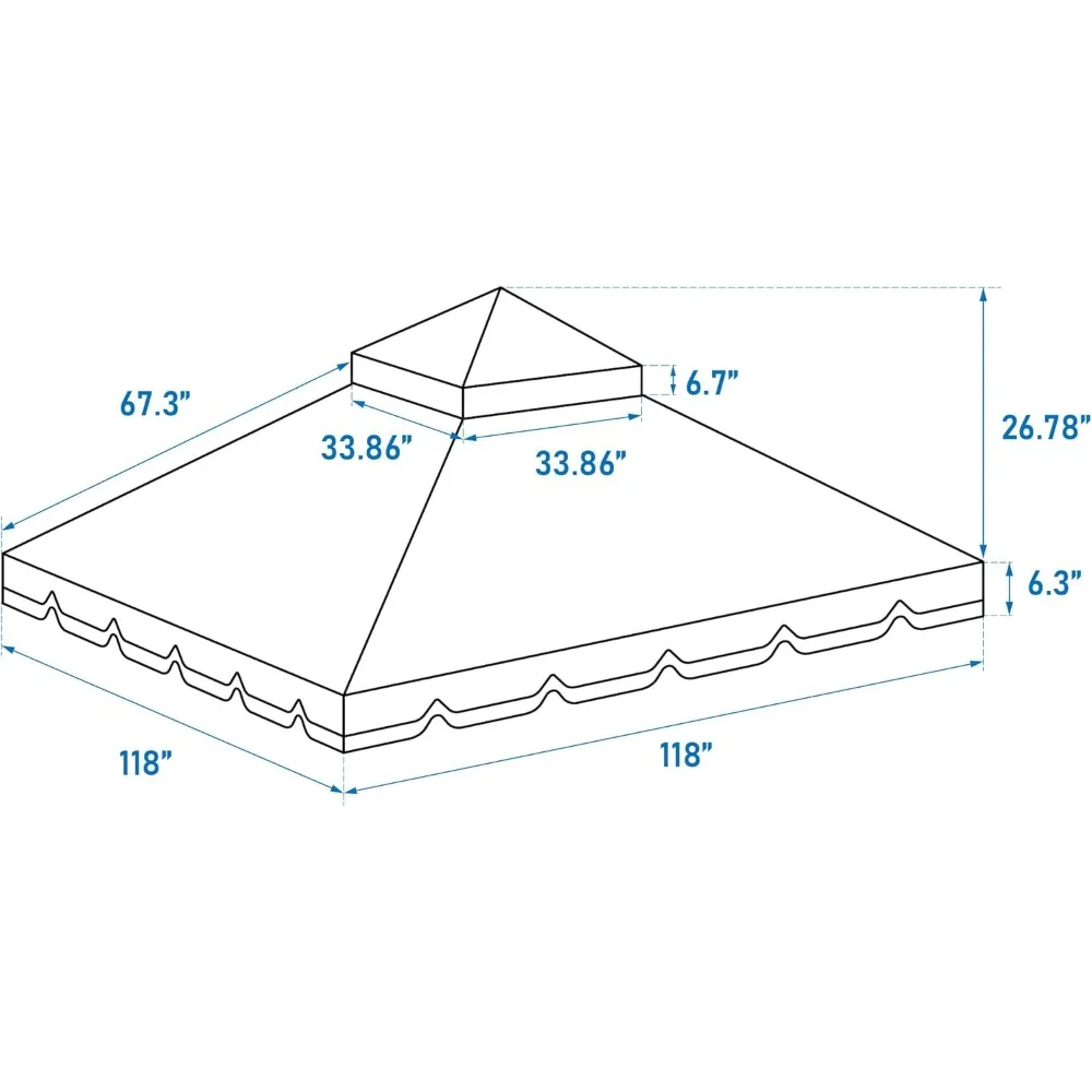 مظلة بديلة للفناء الخارجي مقاس 10 × 10 أقدام - غطاء علوي للسقف مزدوج الطبقات مع حدود جدارية رائعة - حماية من الأشعة فوق البنفسجية والماء