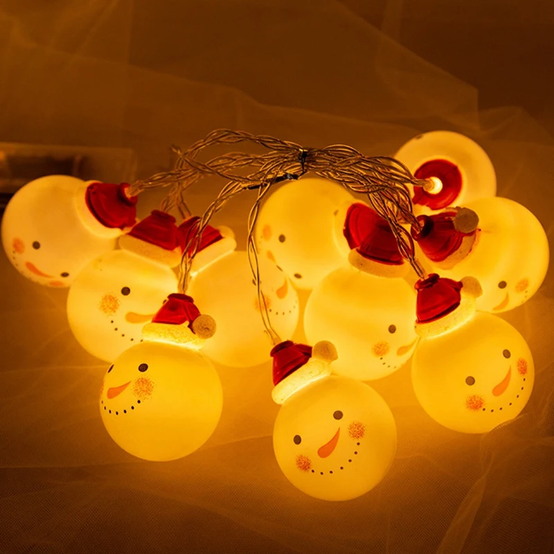 Outdoor LED Snowman String Light, Decoração Do Jardim De Natal, Decoração De Iluminação Do Feriado, Decoração Do Casamento, Durável, 1.5m, 10 Lâmpada