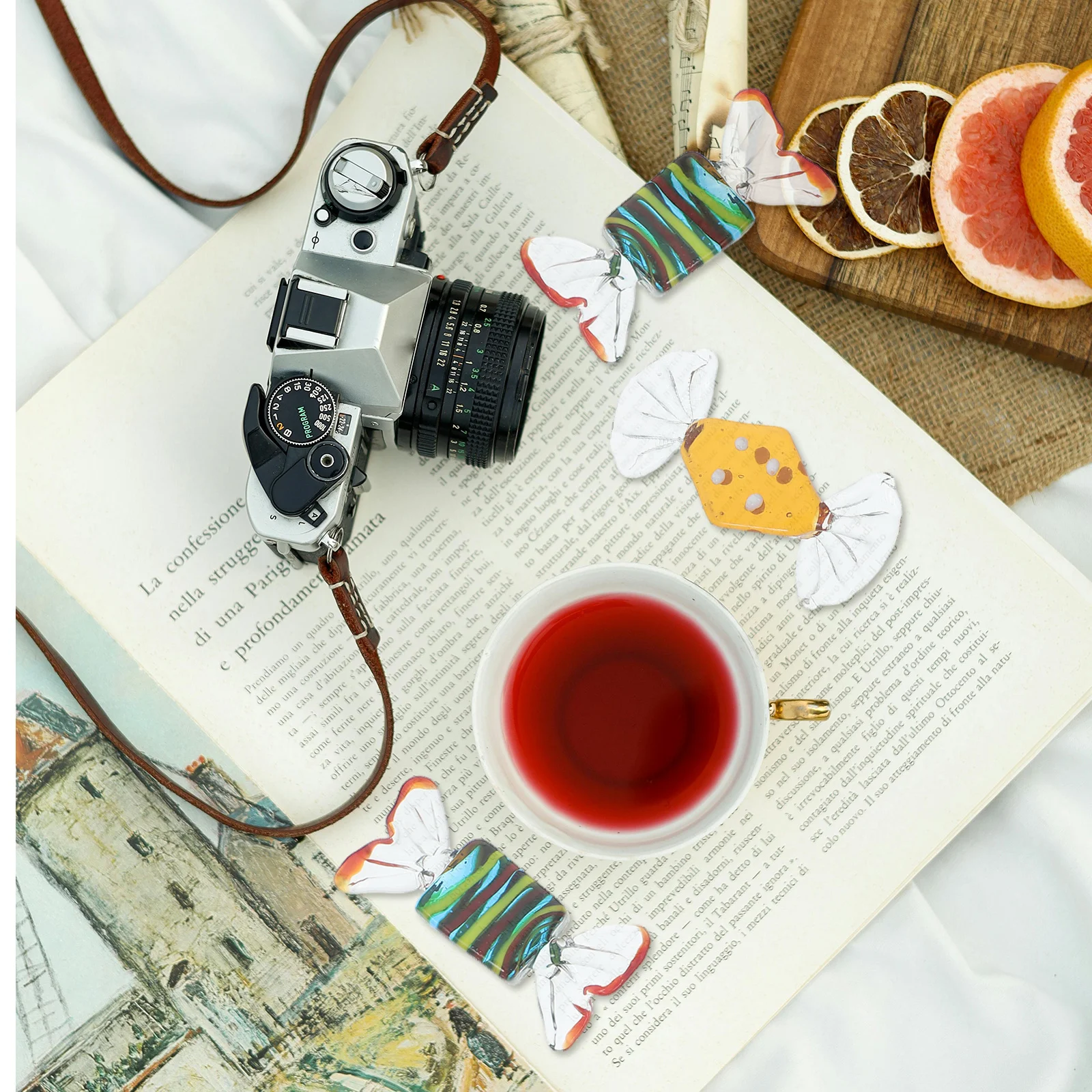 

7Pcs Candy Photo Props Vintage Glass Candy Ornaments for Home Decor Festival Decoration Set Aesthetic Party Table Decorations