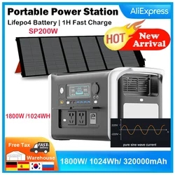 1800W Portable Solar Power Station ,Lifepo4 Battery, Pure Sine Wave. 220V AC Outlet, For Home and Outdoor Camping