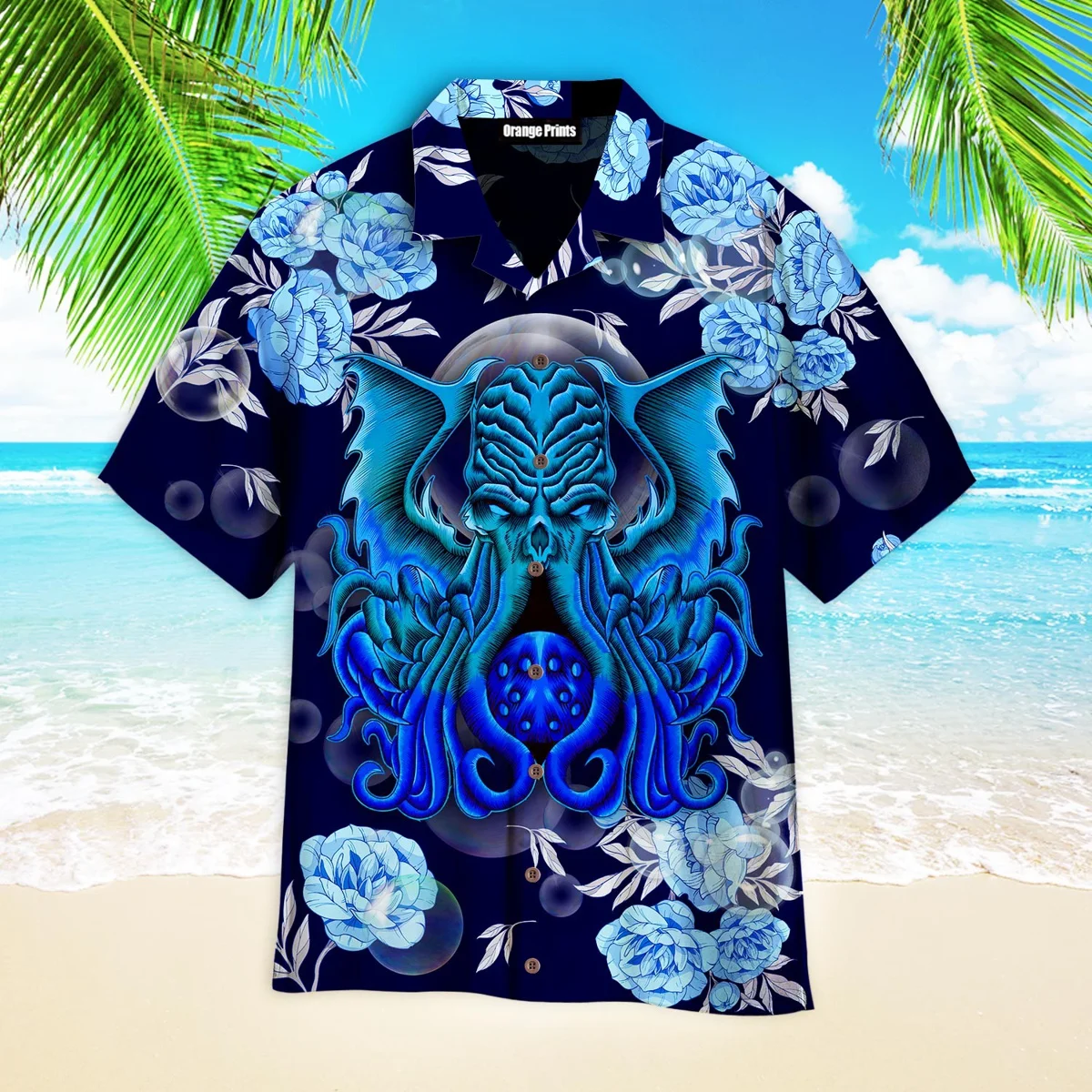 Hawaiian Shirts for Men Bass Trombone  Print Shirts Musical Instrument Beach Short Sleeve Summer Casual Button Up Hawaii Shirts