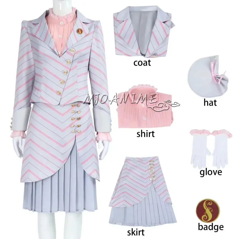 

Wicked Косплей Костюмы ведьм Глинда Эльфаба Одежда Готический фильм Вечеринка Ролевые игры Розовый костюм Черное платье Халат Шляпа6;d'3,h'7.b;