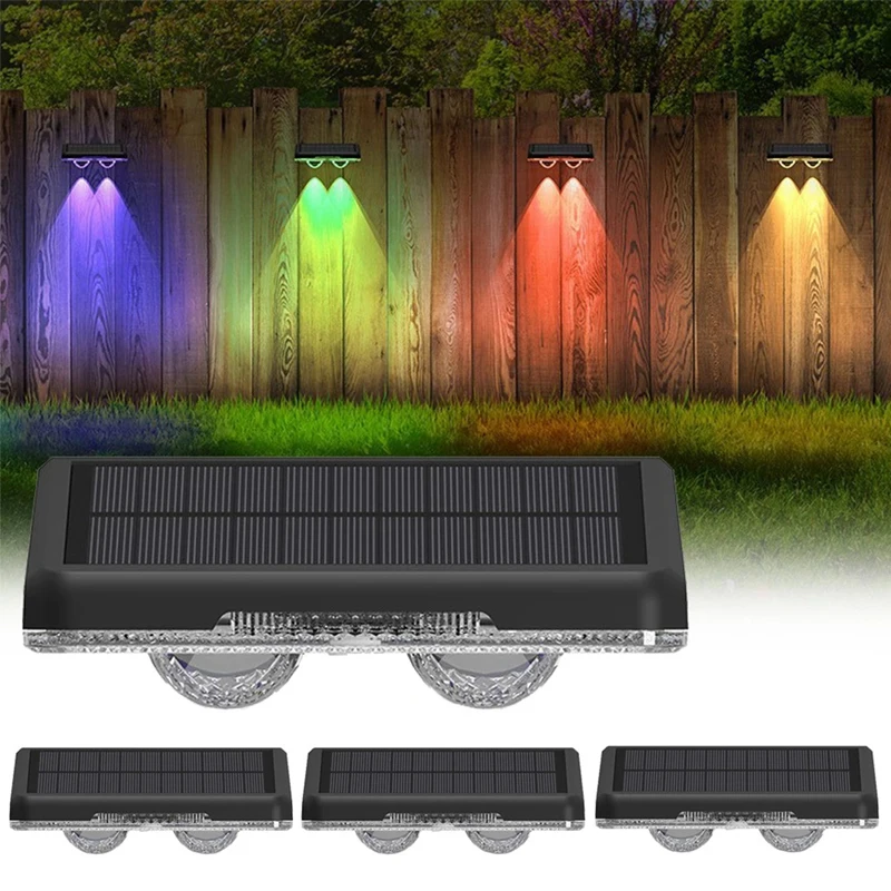 

4/8 шт. уличный светодиодный светильник для забора, солнечные садовые настенные светильники RGB и 3-цветное освещение, водонепроницаемое освещение для украшения двора