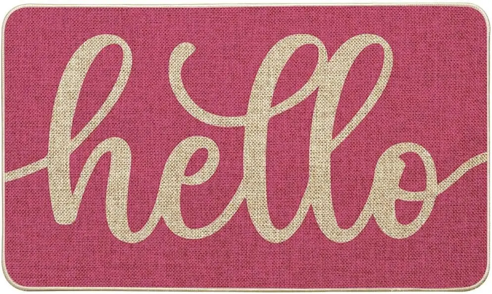 

Spring Hello Doormat, Low-Profile Floor Mat for Indoor Outdoor, 17x29 Inch
