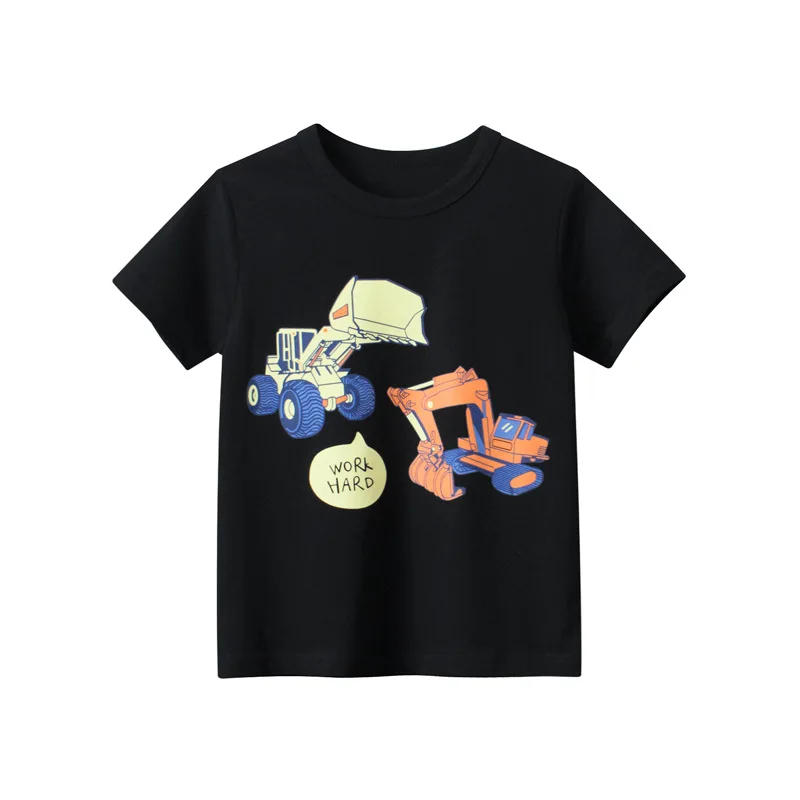 2023 Children Short T-Shirts Tees Clothes for Boy 100% Cotton Short Sleeve Bear Car Animals Cartoon Kids Casual Sport Top