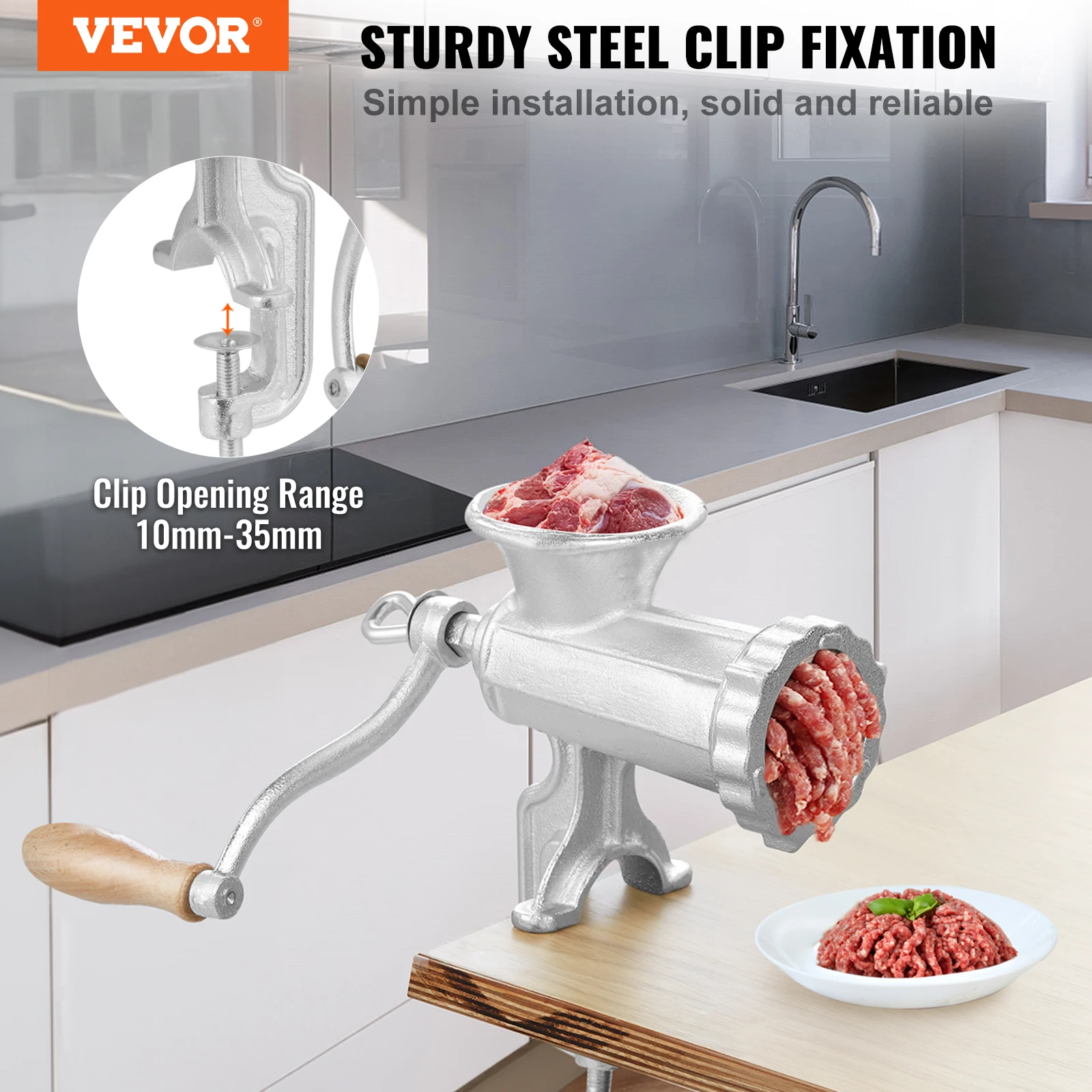 VEVOR Manual Meat Grinder Heavy Duty Cast Iron Hand Meat Grinder Steel Table Clamp Meat Mincer Sausage Maker 1 Cutting Blade