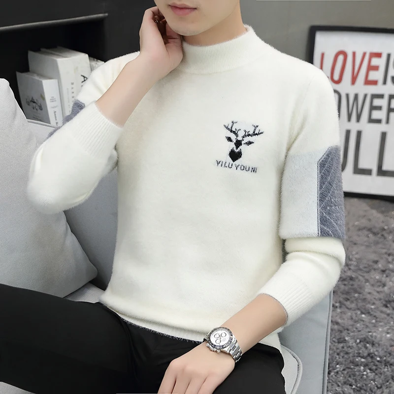 Autumn Winter Men's Turtleneck Sweater Men's Knitting Pullovers Rollneck Knitted Sweater Warm Men Jumper Slim Fit Casual Sweater