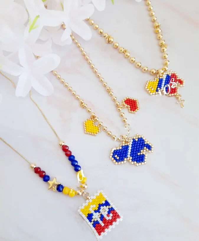 Handmade Venezuela necklace , Venezuelan jewelry, Venezuela flag necklace