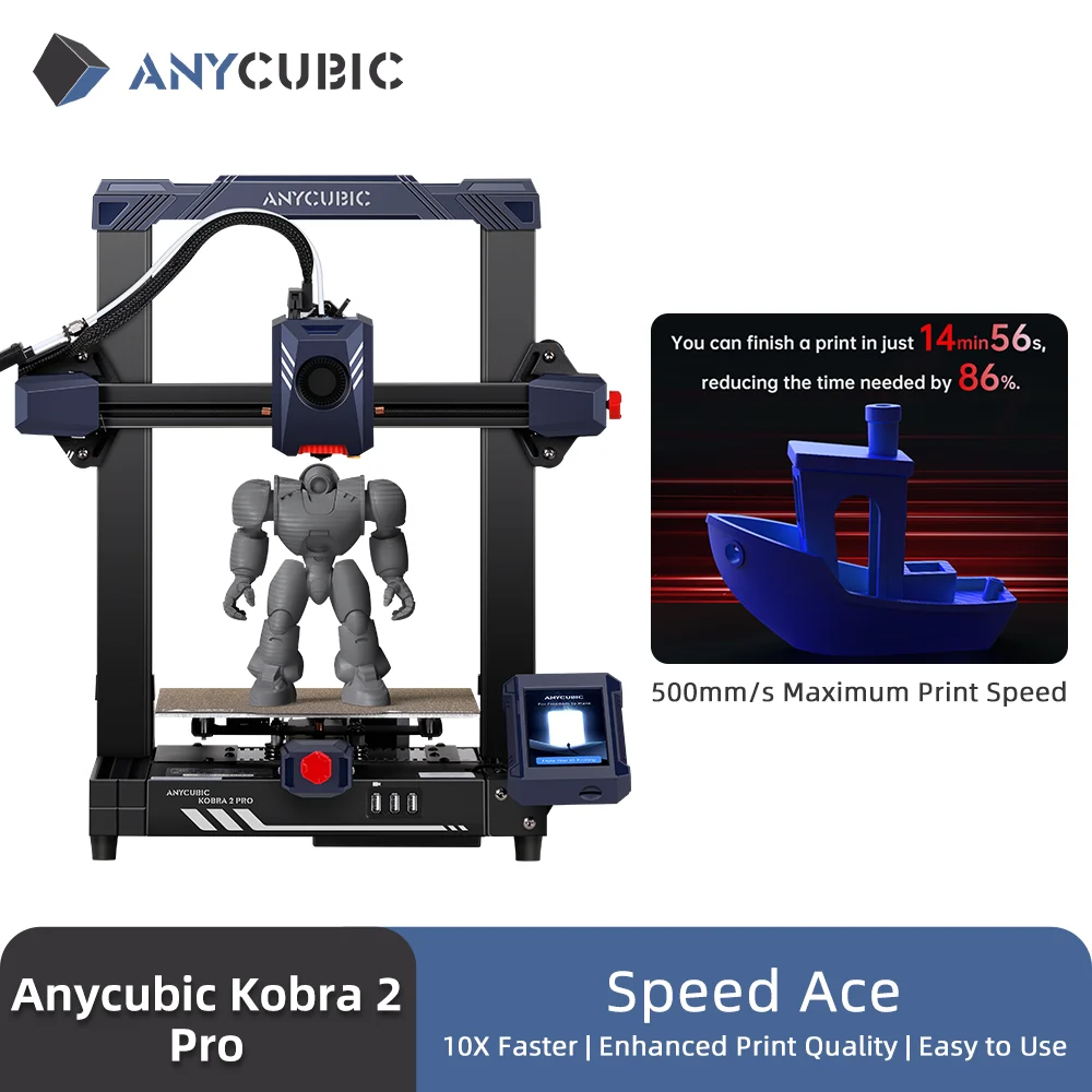 ANYCUBIC Kobra 2 Pro 500mm/s Maximum Printing Speed FDM 3d Printer 25-Point Automatic Leveling With 9.8 x8.7 x 8.7in Print Size