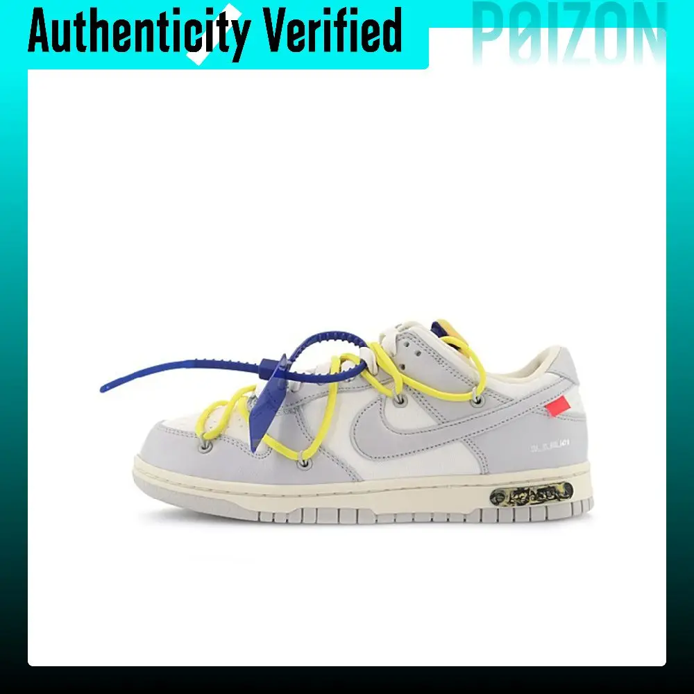 OFF WHITE X Nike Dunk Skateboard Shoes Unisex Low Top Gray/White DM1602-120