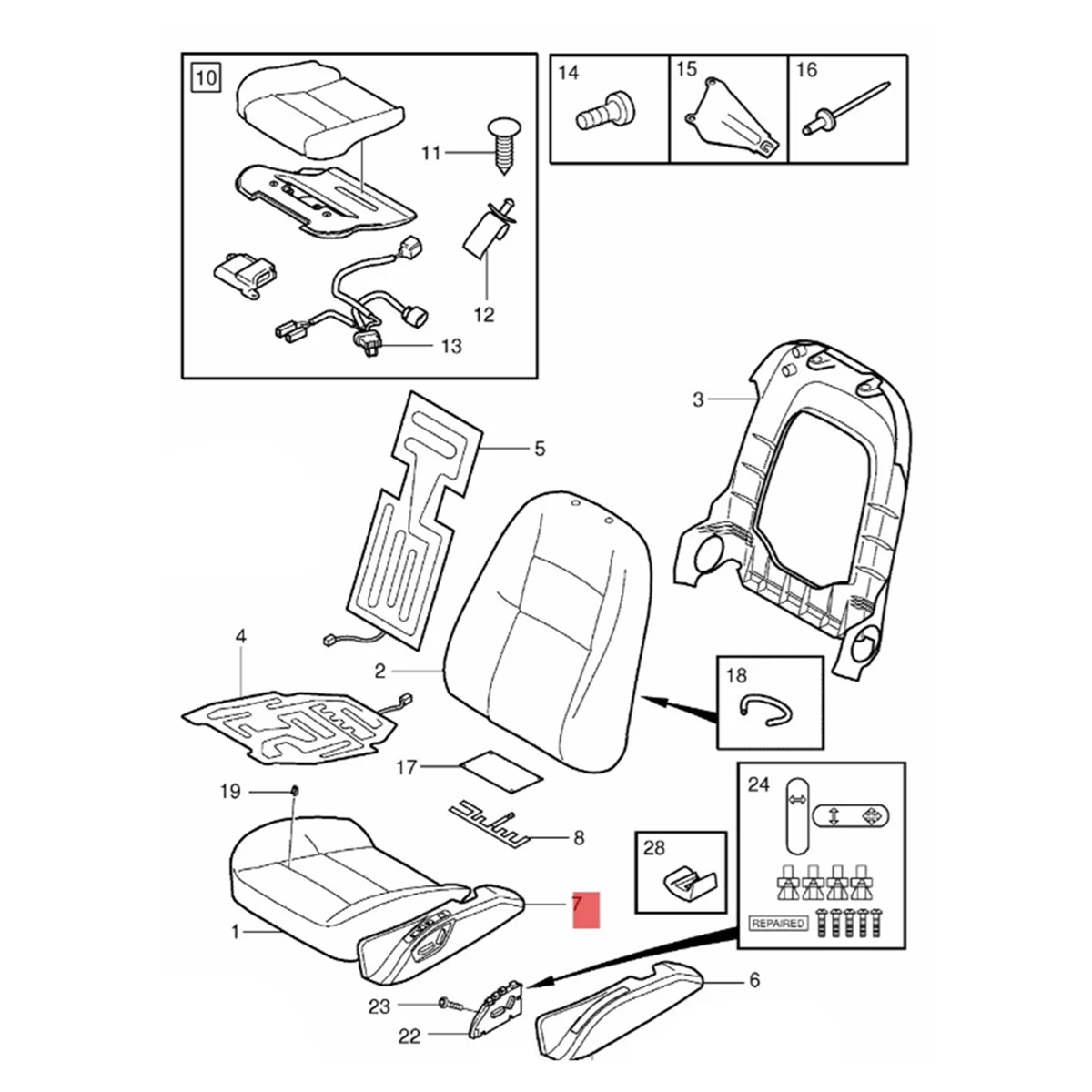 Right Side Seat Adjust Electric Control Panel 39984374 for V50 S40 2004-2012 Gray with Seating Memory Trim Cover