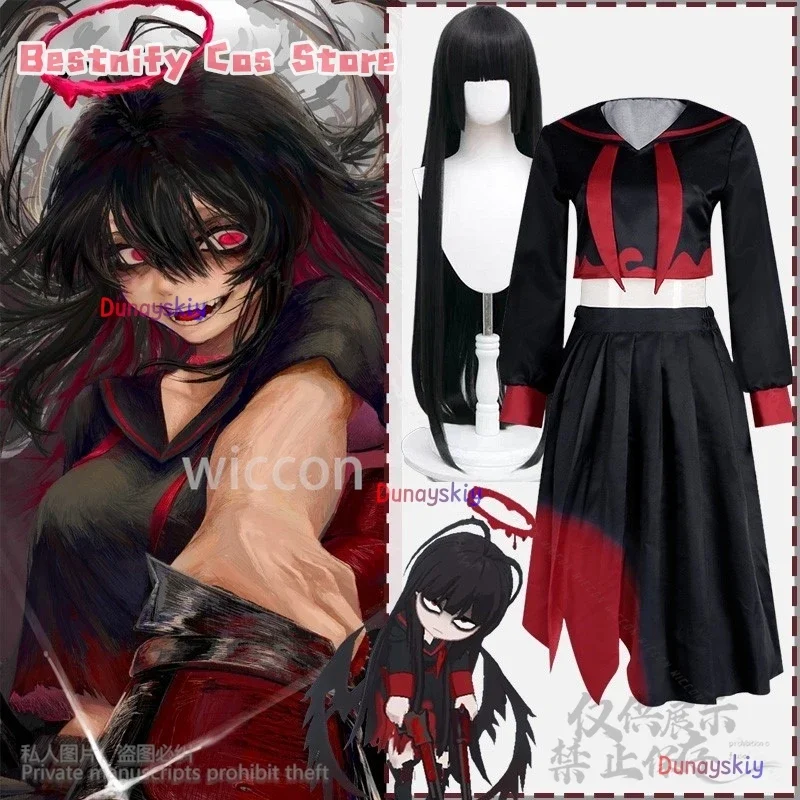 

CosplayAnime Game Blue Archive Cosplay Ajitani Hifumi Costume JK School Uniform Skirt Lolita Long Wigs For Girls Woman Cos Cospl