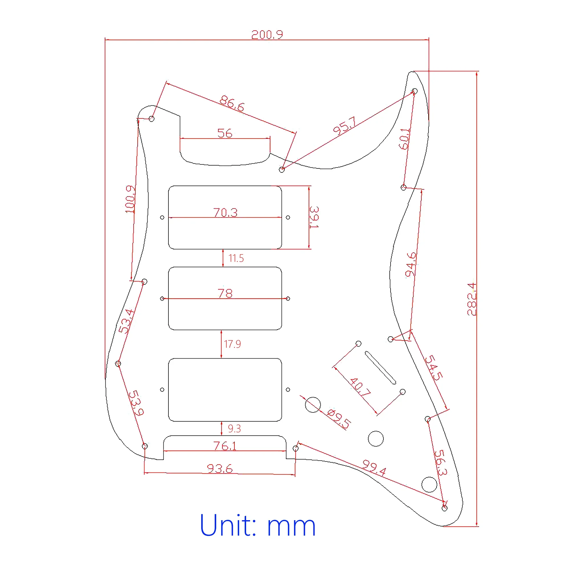 Upgrade Prewired HHH Guitar Pickguard Coil Split Switch 3 PCS Humbucker Alnico V Pickups for ST Electric Guitar